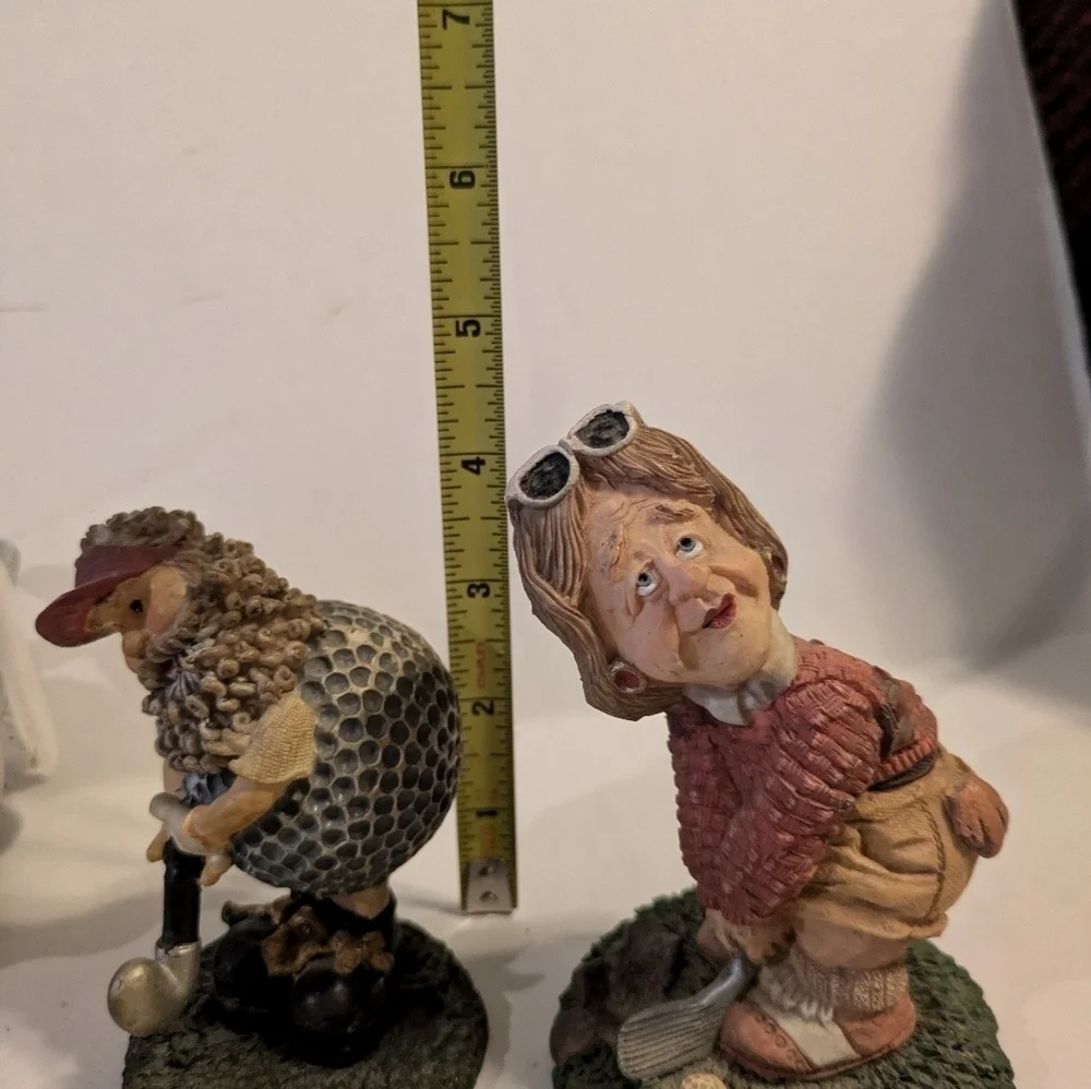 Lot of Golfer Golfing Figurines. Wooden and ceramic.